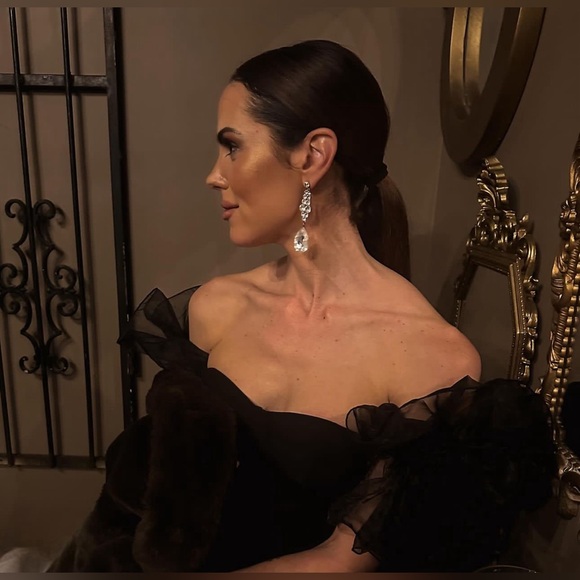 Black Mini Off the Shoulder Dress - Picture 1 of 6